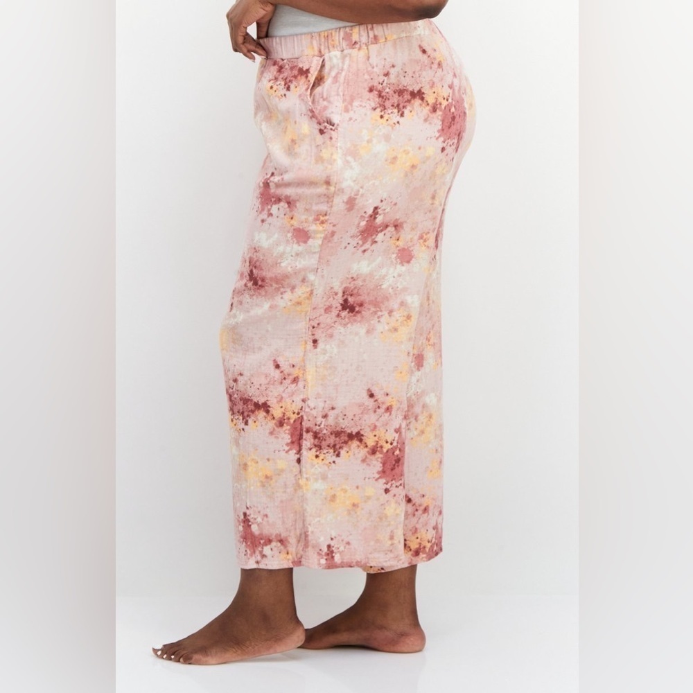 060. Jenni Intimates Women Plus Size Splatter Paint Pajama Pants, Pink 1X